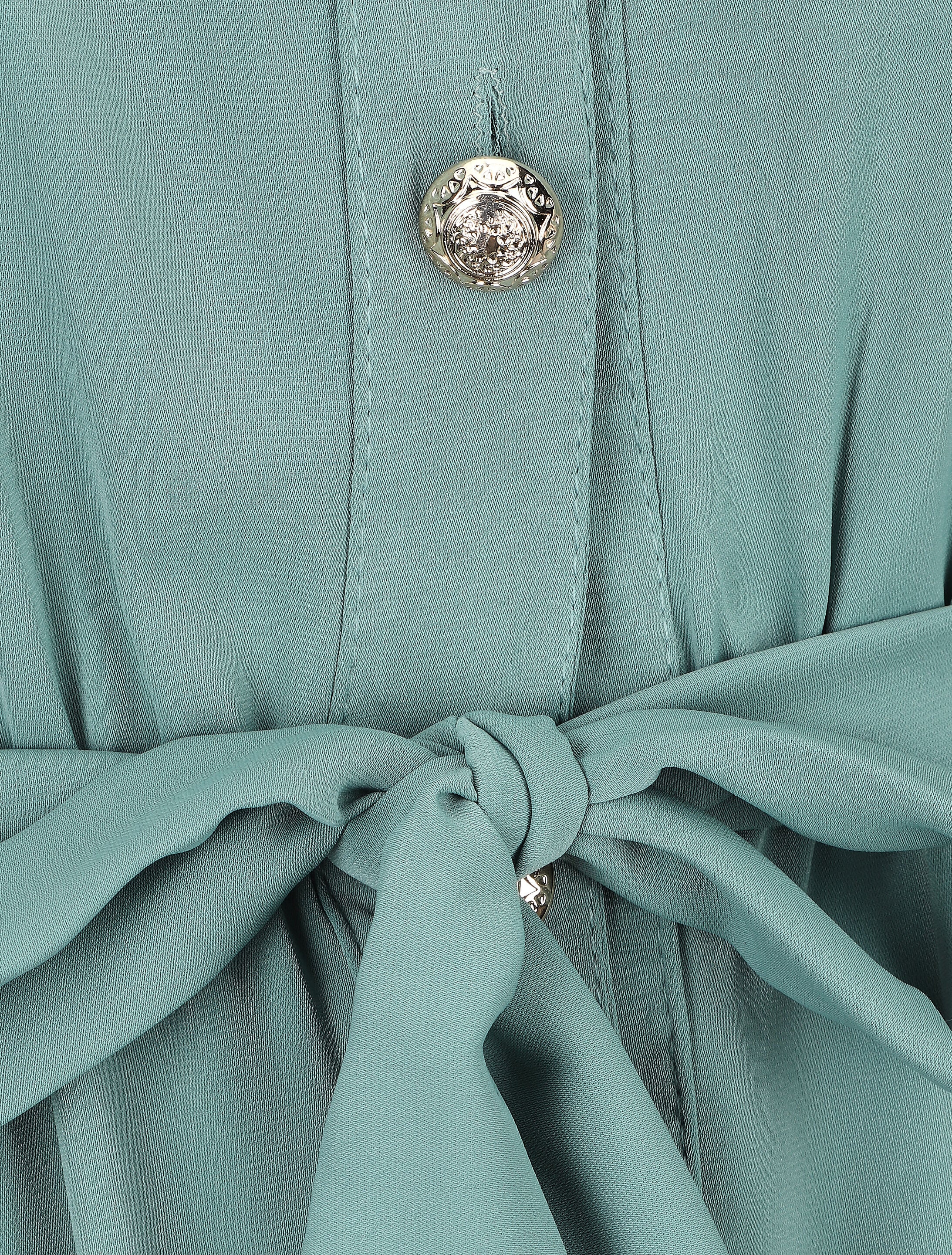 Robe chemise unie à taille élastiquée - Vert d&