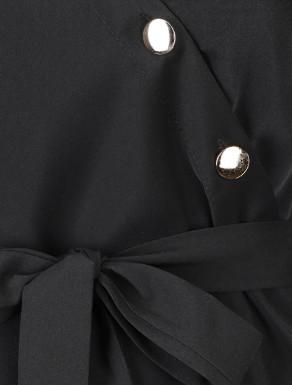 Blouse cache-coeur à base asymétrique - Noir - 3