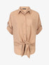Blouse fluide à manches retroussables - Camel - 1