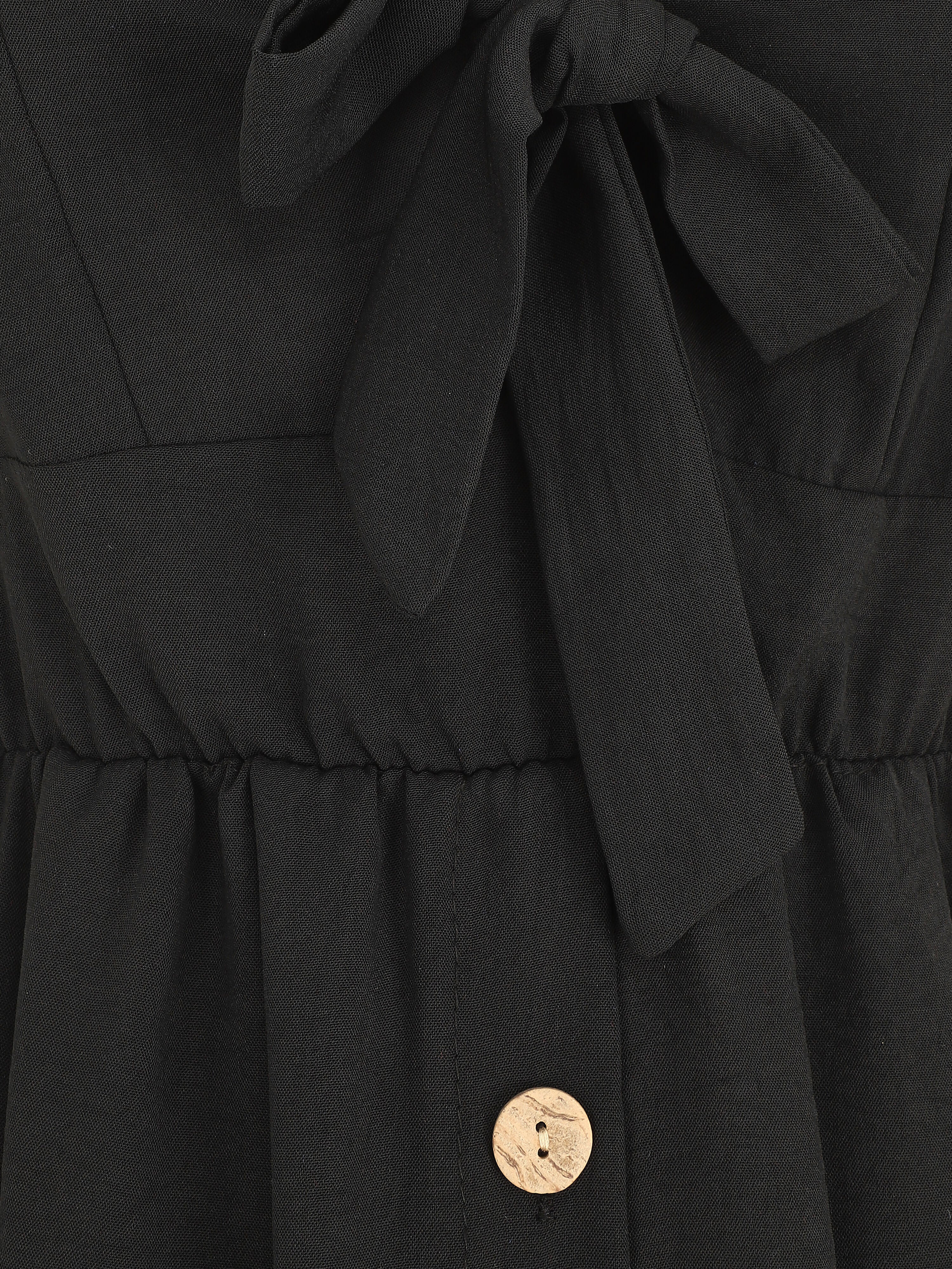 Robe longue unie boutonnée - Noir - 3