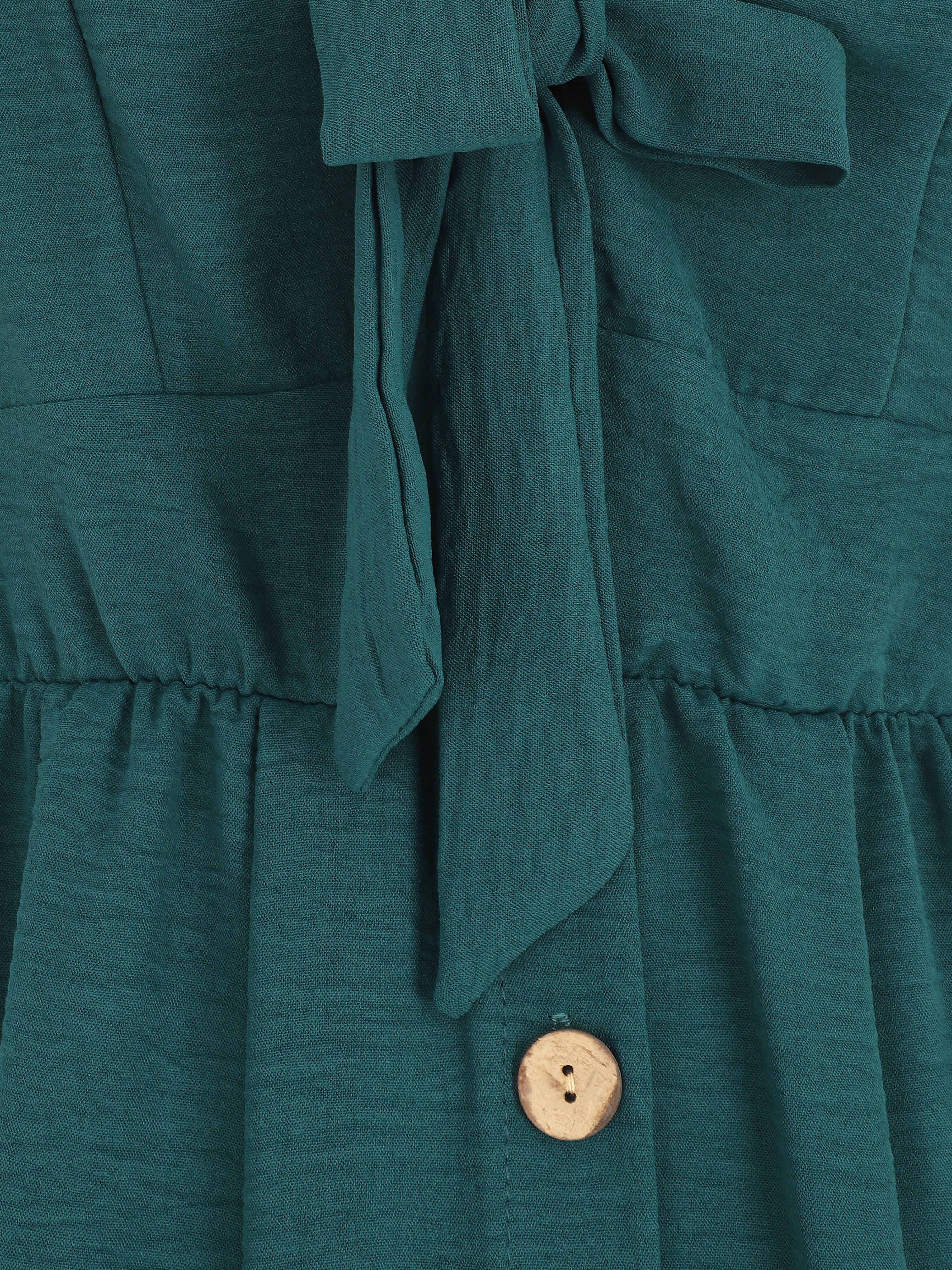 Robe longue unie boutonnée - Bleu canard - 3