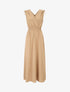 Robe longue coupe empire à taille élastiquée - Camel - 1