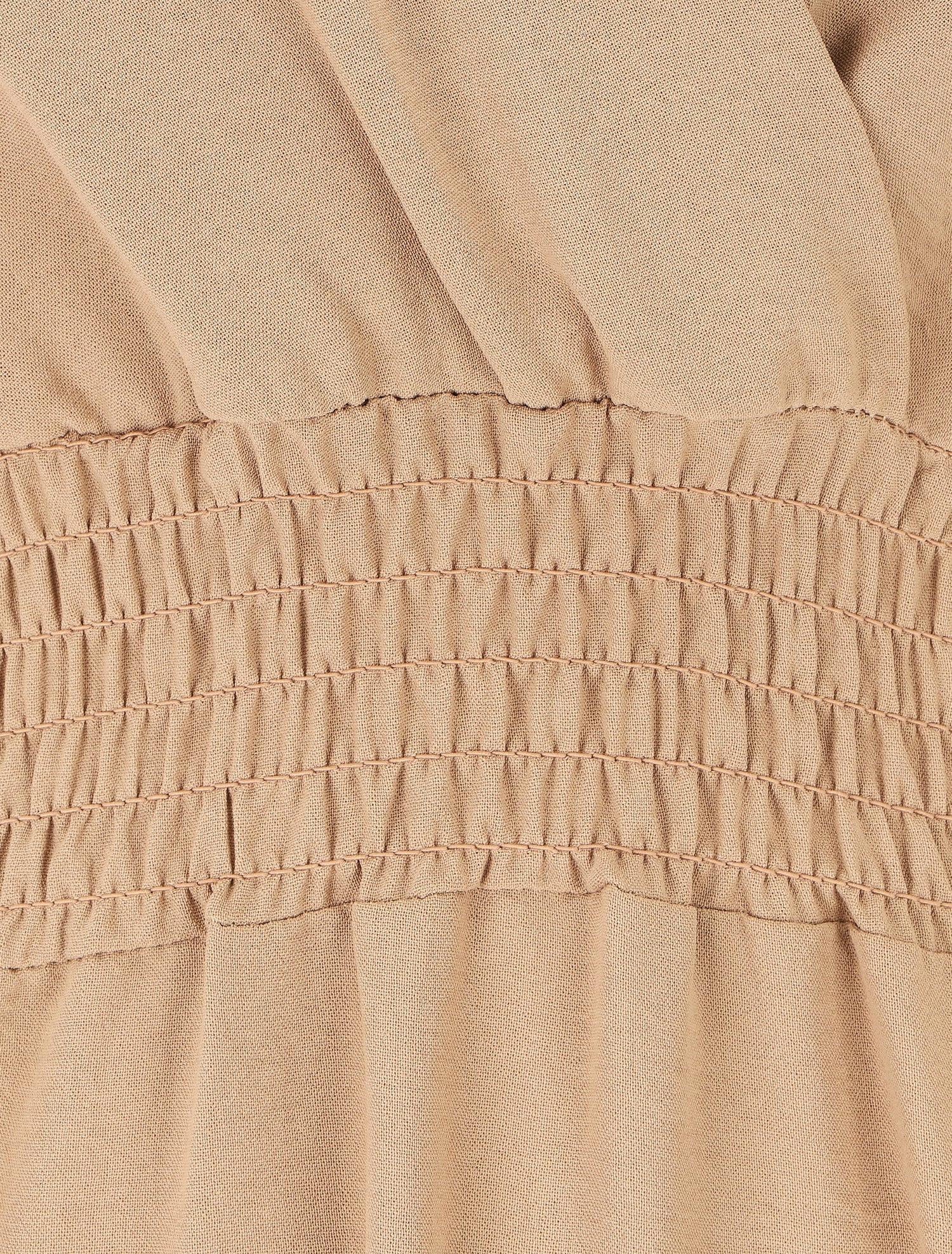 Robe longue coupe empire à taille élastiquée - Camel - 3