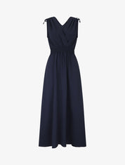 Robe longue coupe empire à taille élastiquée - Marine - 1