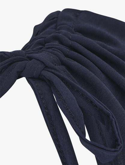 Robe longue coupe empire à taille élastiquée - Marine - 3