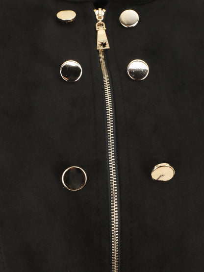 Robe courte ceinturée en suédine - Noir - 3