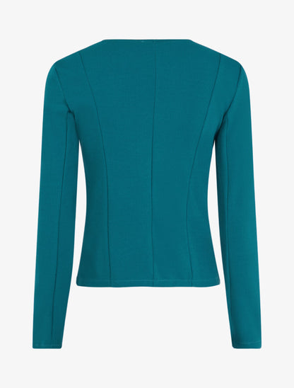 Veste courte à bord fendu asymétrique - Bleu canard - 2