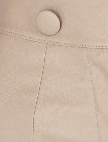 Short en simili à revers - Beige - 3