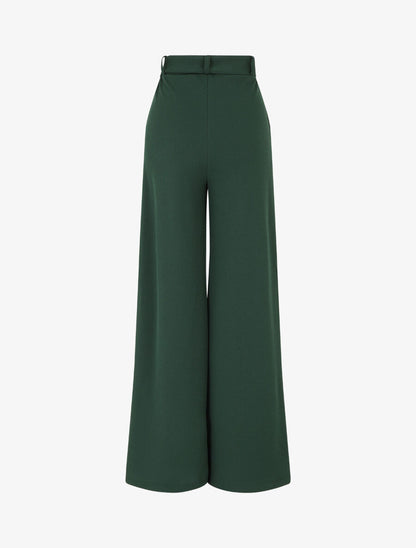 Pantalon long ample à détail bijoux - Vert sapin - 2