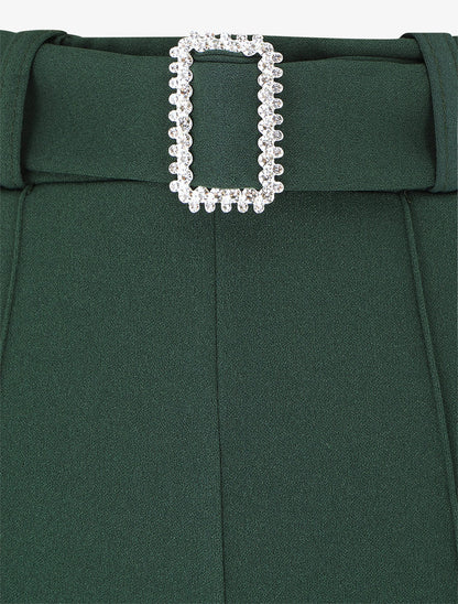 Pantalon long ample à détail bijoux - Vert sapin - 3
