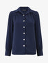 Blouse unie à manches longues - Marine - 1