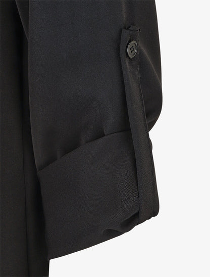Blouse unie à manches retroussables - Noir - 3