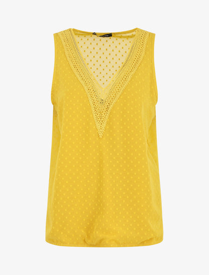 Top uni en voile texturé - Jaune - 5