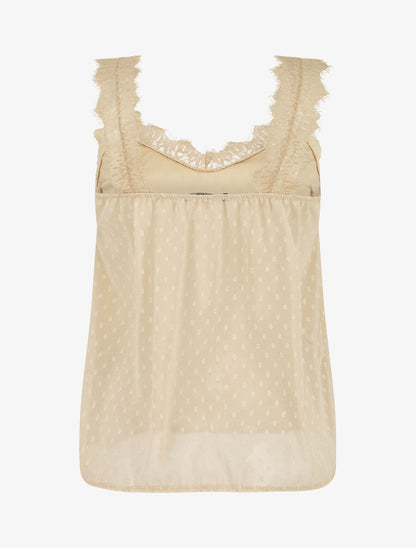 Top uni sans manches texturé - Beige - 2
