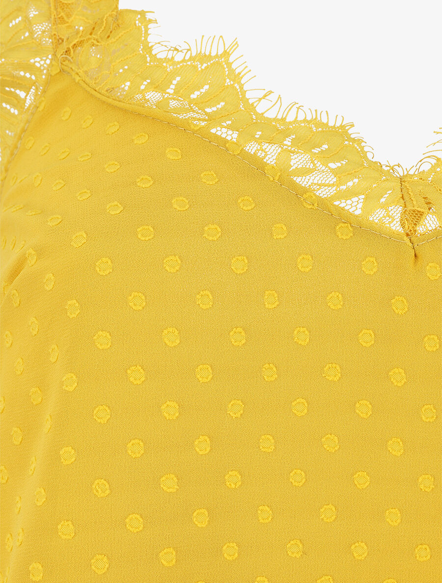 Top uni sans manches texturé - Jaune - 3
