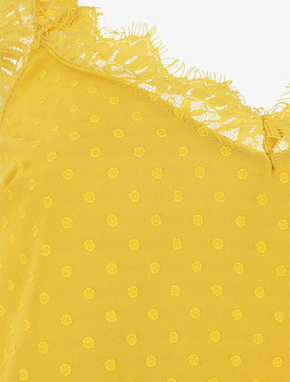 Top uni sans manches texturé - Jaune - 3