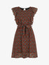 Robe élastiquée à manches volantées - Noir - 1