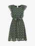 Robe élastiquée à manches volantées - Vert sapin - 1
