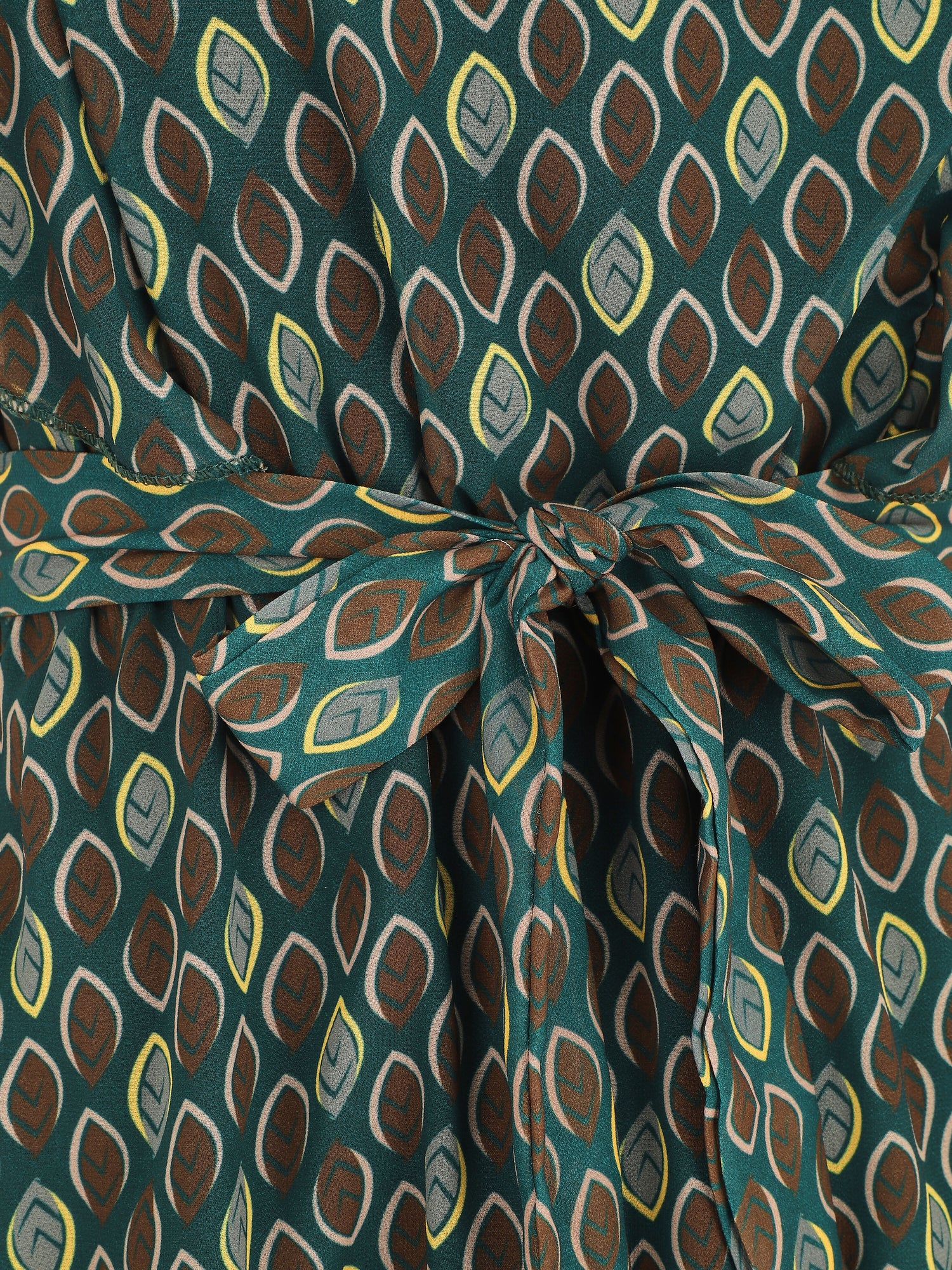 Robe élastiquée à manches volantées - Vert sapin - 3