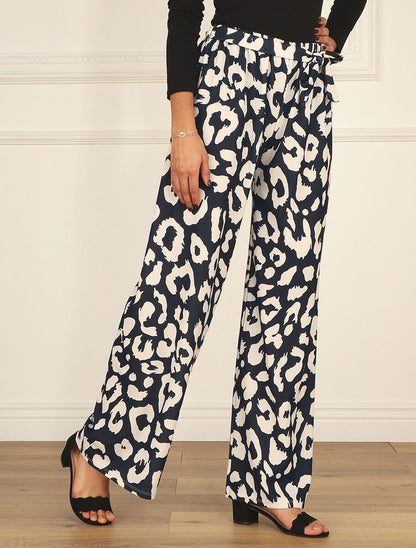 Pantalon ample à imprimé graphique - Noir - 4