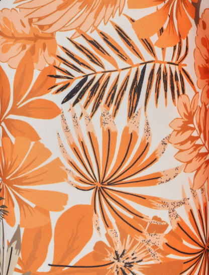 Pantalon ample élastiqué à imprimé feuillage - Orange - 3