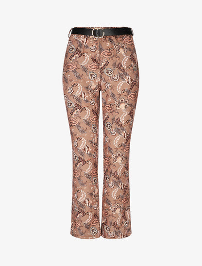 Pantalon droit imprimé foulard - Camel - 5