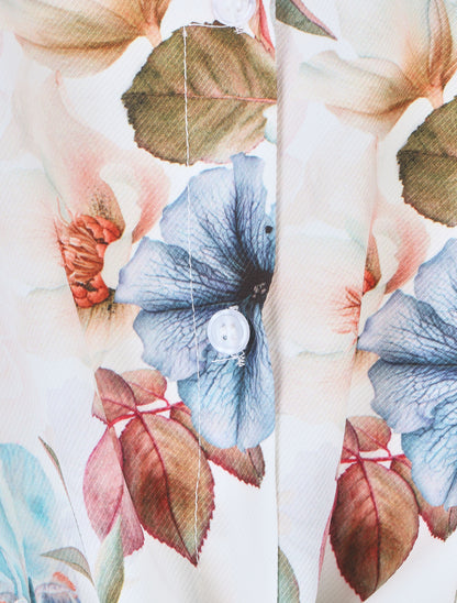 Blouse à nouer imprimé fleuri - Blanc - 3