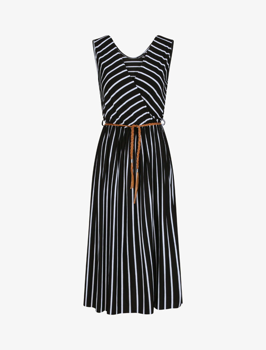 Robe marinière longue coupe patineuse - Noir - 5