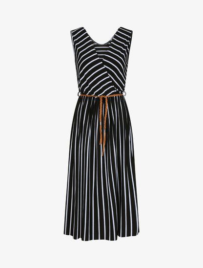 Robe marinière longue coupe patineuse - Noir - 5