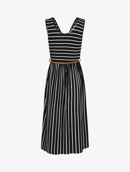 Robe marinière longue coupe patineuse - Noir - 3