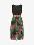 Robe bicolore imprimé feuilles - Noir - 4