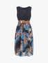 Robe bicolore imprimé feuilles - Bleu - 1