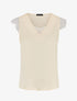 Top à col V en dentelle - Beige - 1