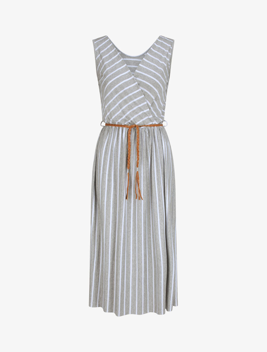 Robe marinière longue coupe patineuse - Gris clair - 4