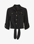 Blouse à nouer et manches retroussables - Noir - 1