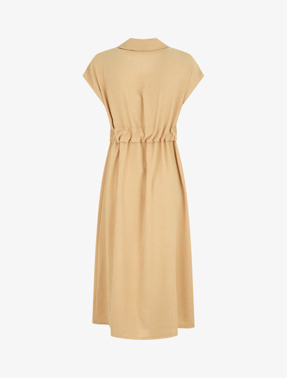 Robe longue style chemise à manches longues - Camel - 2