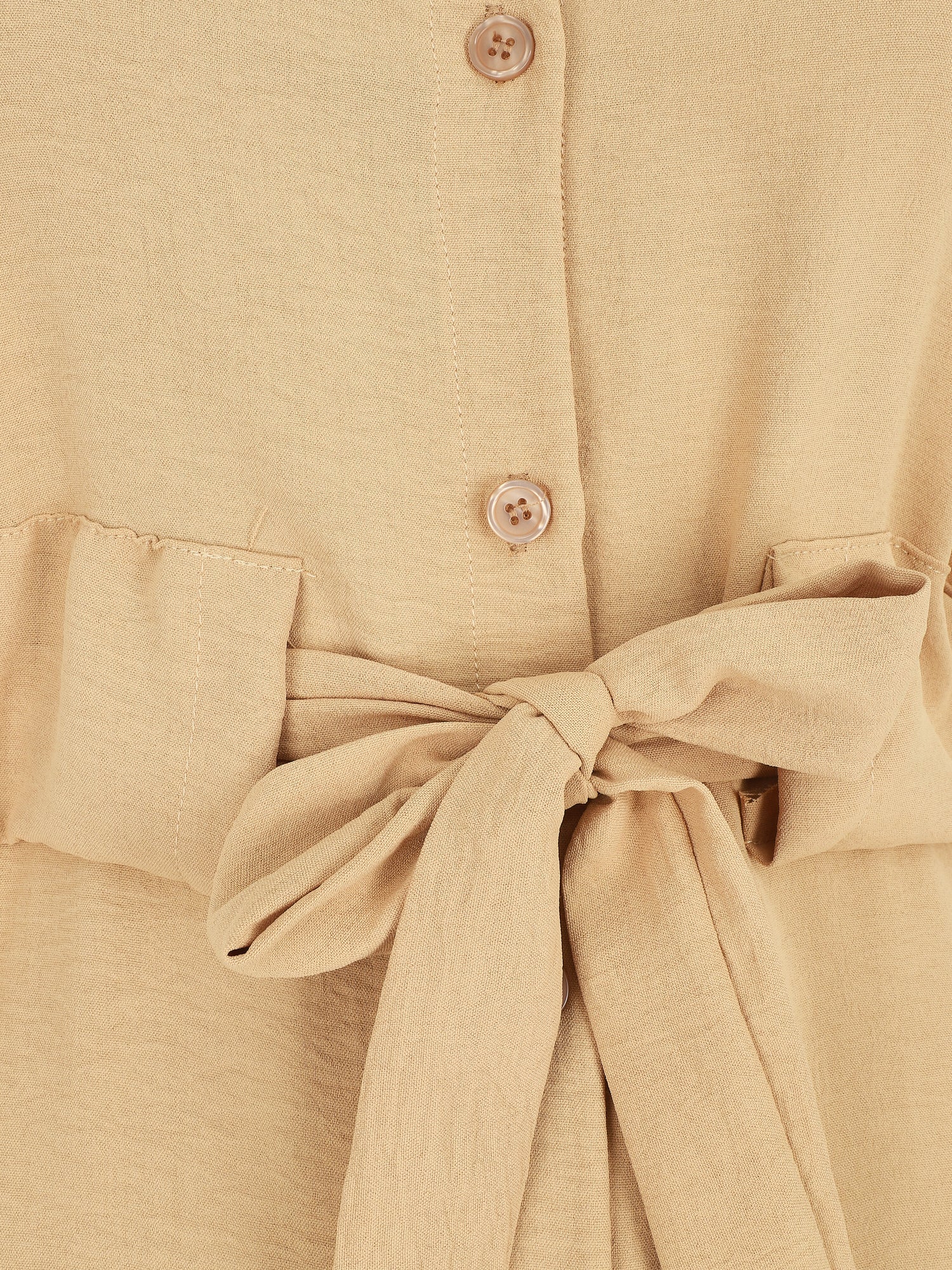 Robe longue style chemise à manches longues - Camel - 3