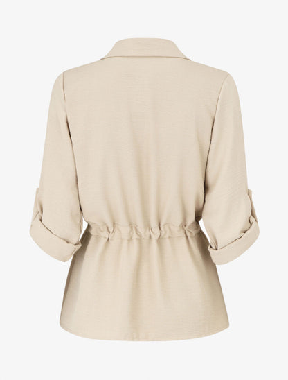 Chemise unie élastiquée - Beige - 2