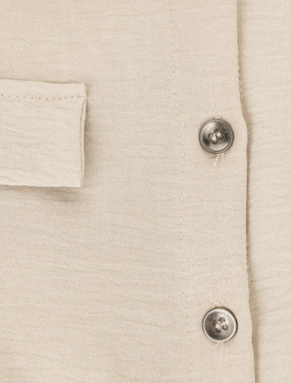 Chemise unie élastiquée - Beige - 3
