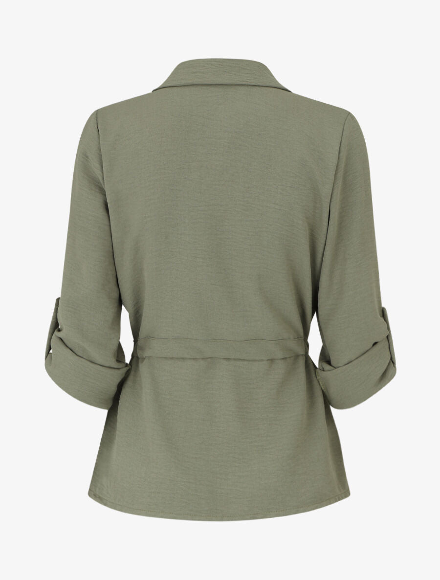 Chemise unie élastiquée - Kaki - 2