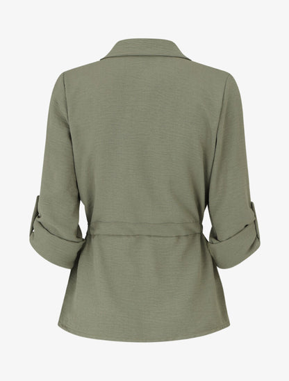 Chemise unie élastiquée - Kaki - 2