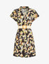 Robe courte boutonnée imprimé léopard stylisé - Noir - 1