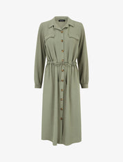 Robe longue fluide boutonnée - Kaki - 1