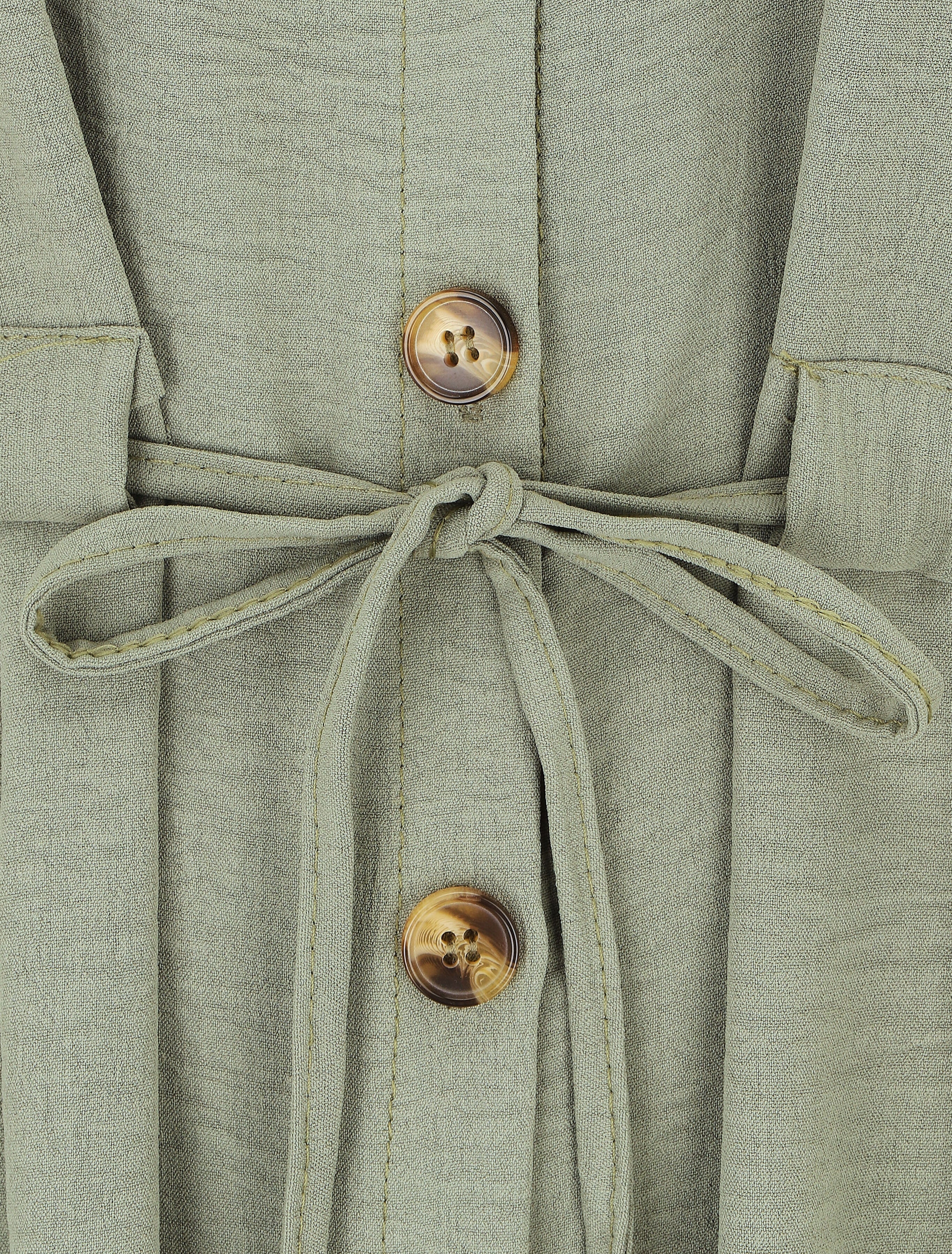 Robe longue fluide boutonnée - Kaki - 3