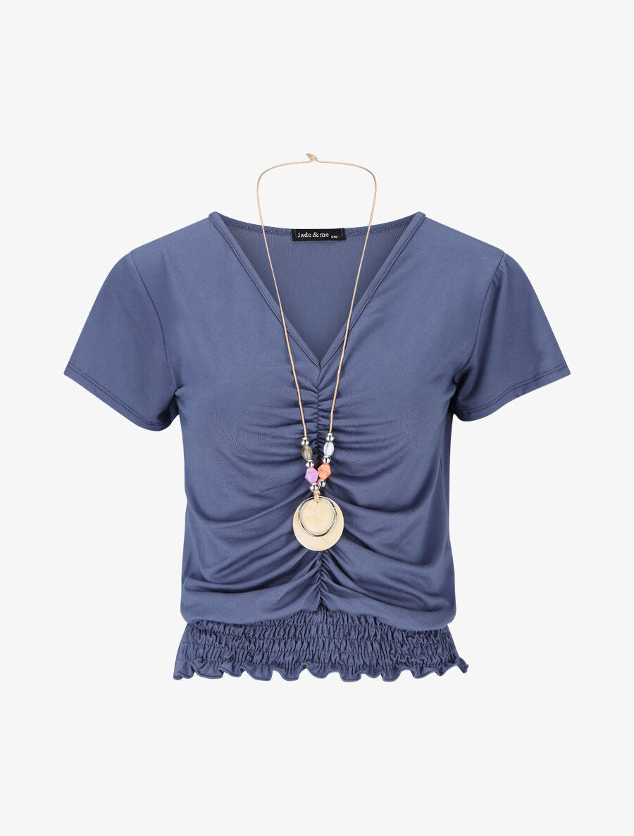 Top à buste et bas froncés - Bleu - 1