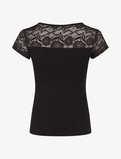 Top uni à dos ajouré en dentelle - Noir - 2