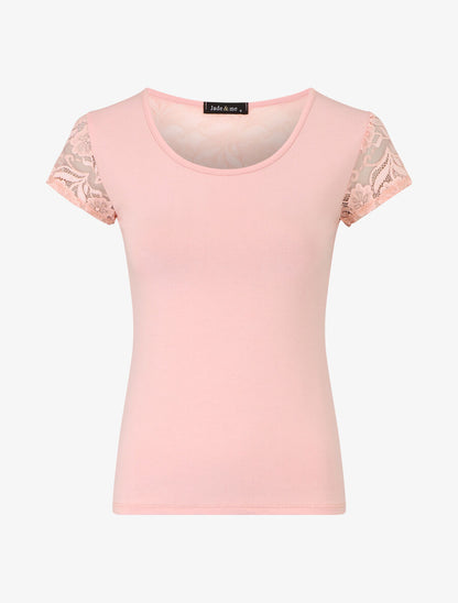 Top uni à dos ajouré en dentelle - Rose - 1
