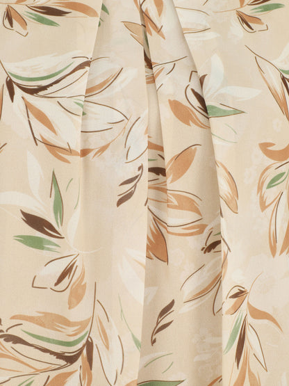 Blouse en voile coupe boule imprimé feuilles - Beige - 3