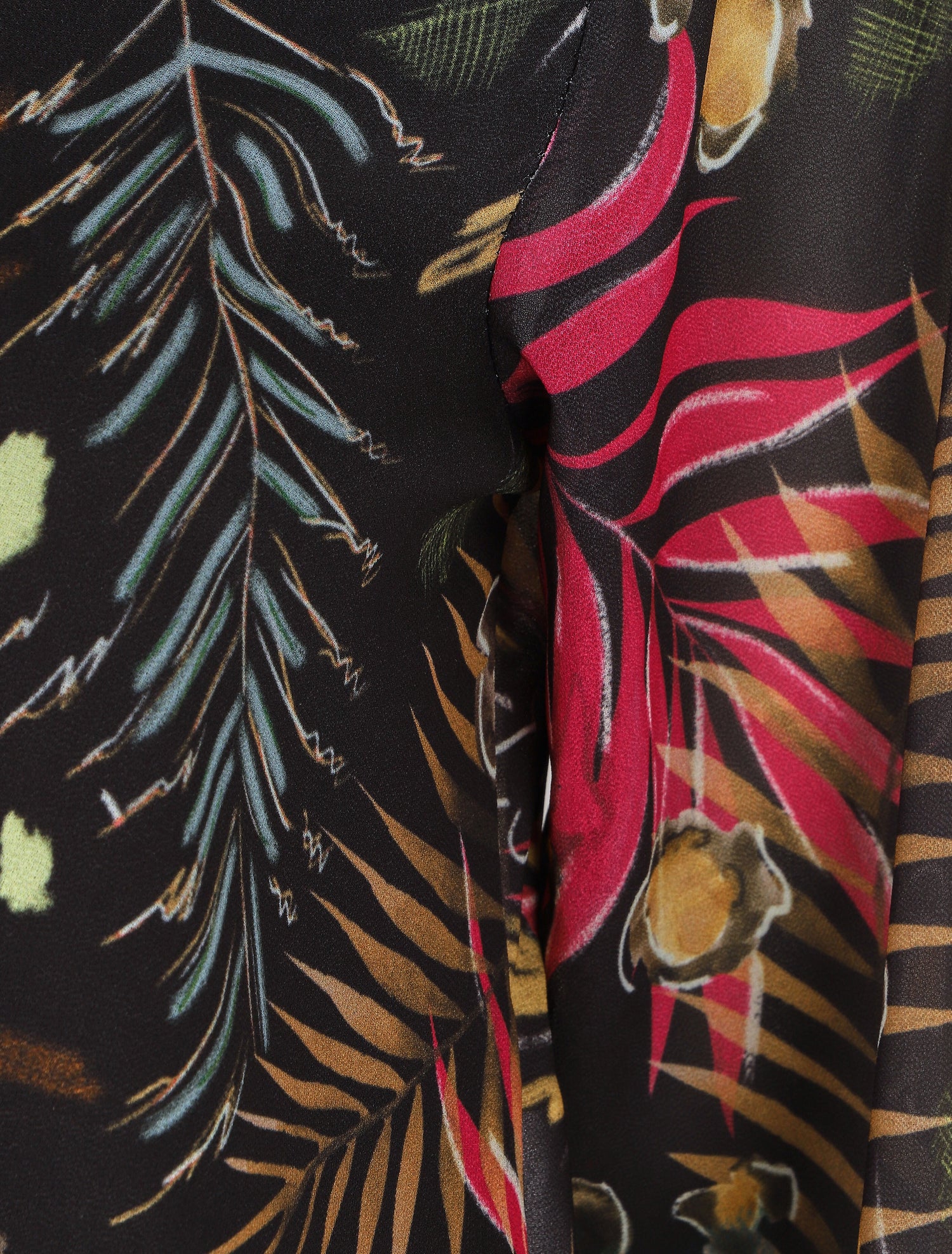 Blouse en voile imprimé tropical - Noir - 3
