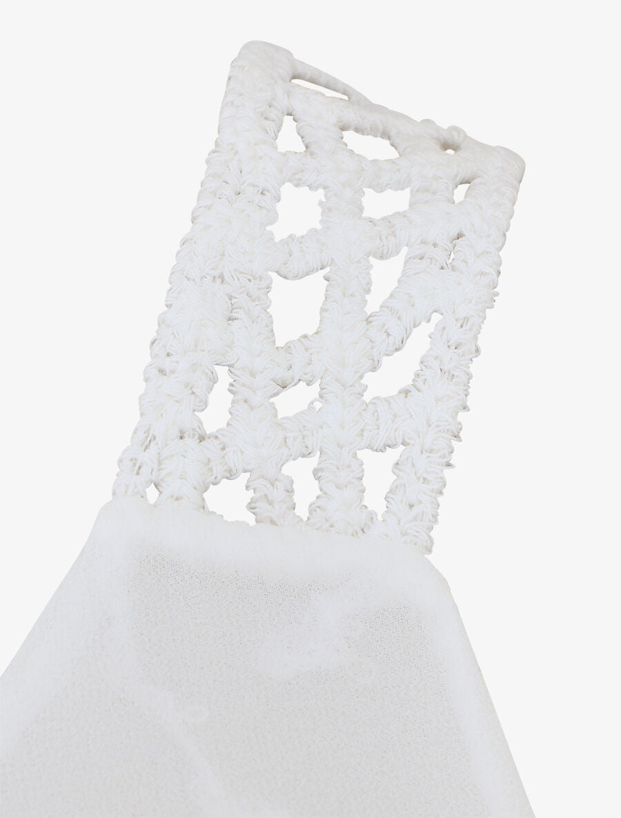 Top uni sans manches dos en crochet - Blanc - 3